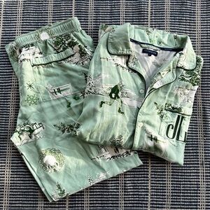 Katie Kime 2 piece set holiday toile pajama top and pants set size L Large